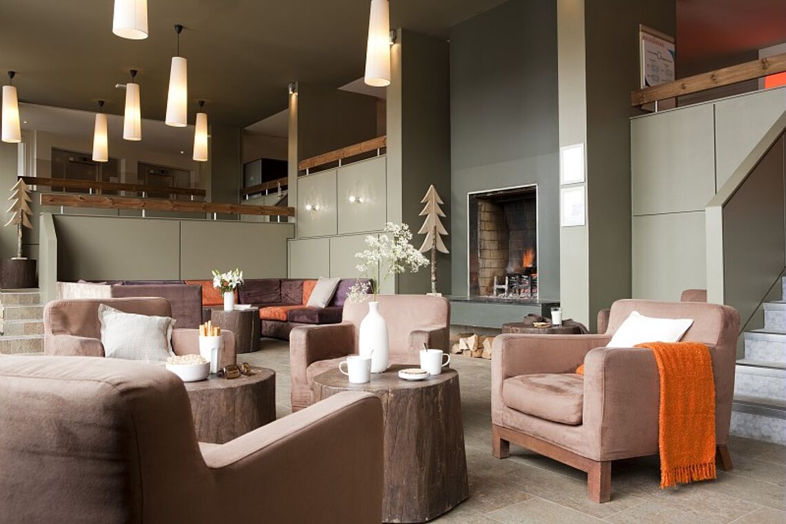 lounge and fireplace, Résidence La Foret, Flaine