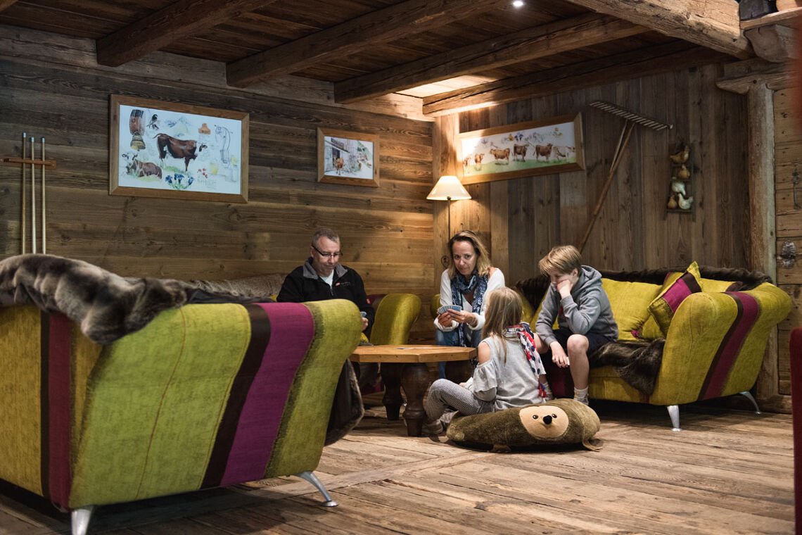 The lounge area at the Ferme du Val Claret