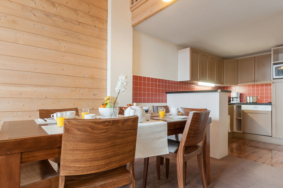 Dining table at  Residence Le Belmont in Les Arcs