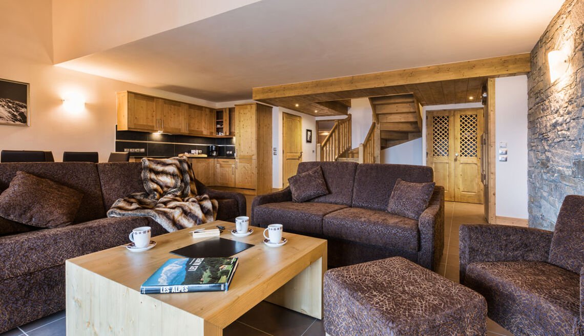Les Marmottons kitchen and dining area duplex apartment 