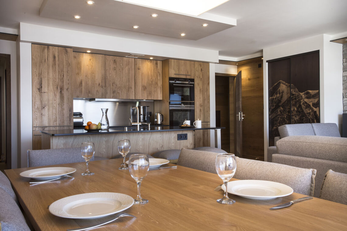Alparena superior suite kitchen and dining area