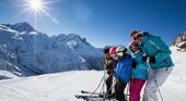 Family skiing in Chamonix