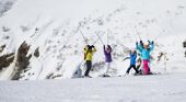 Happy kids skiing in Chamonix