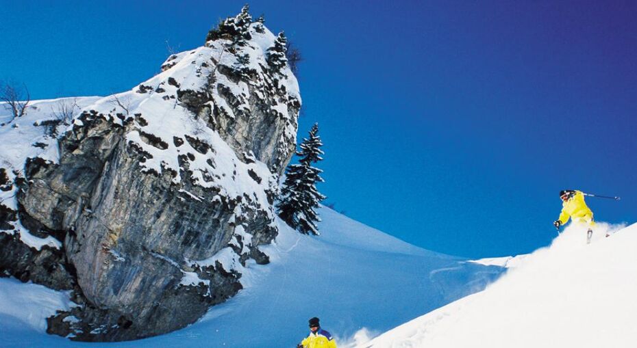 A skier enjoying the back-country in Villars