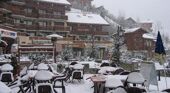 The terrace in the snow at Champagny-en-Vanoise, France