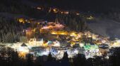 Les Gets, France at night