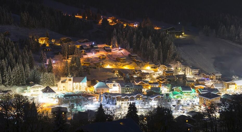 Les Gets, France at night