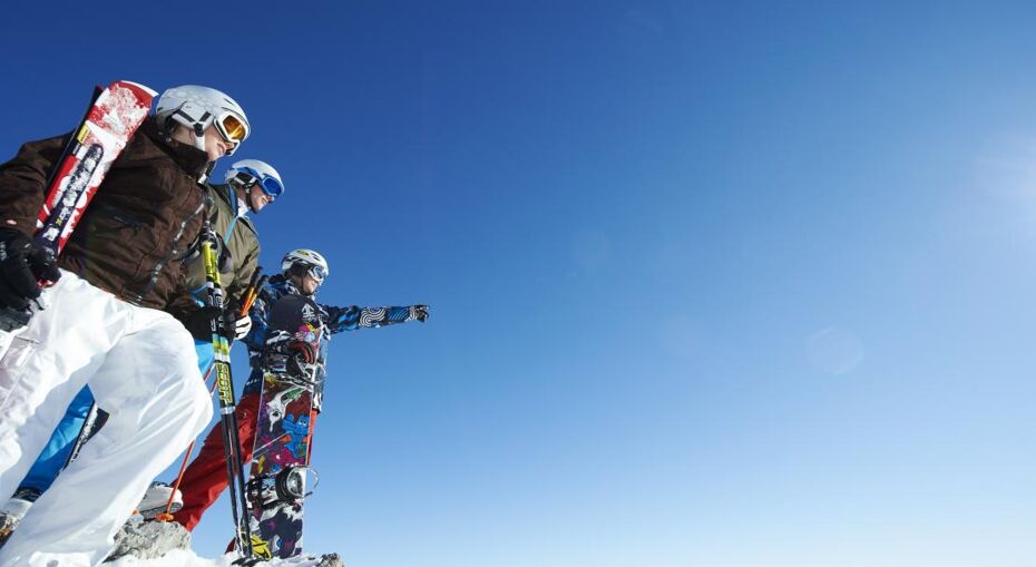 Skiiers plan their route in Klosters