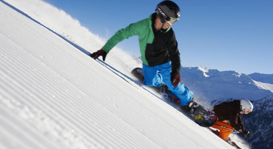 You can ski or snowboard in Klosters