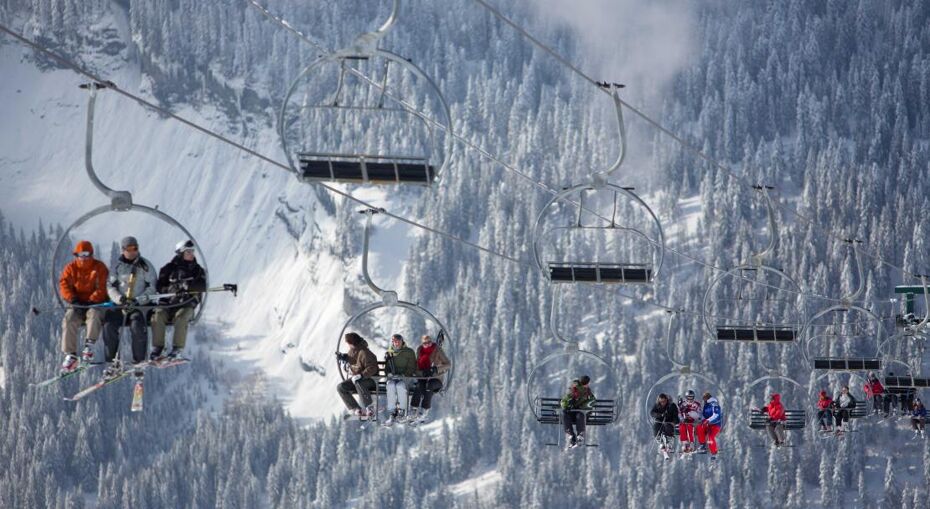 Suspended above in slopes in Megeve