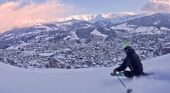 Skiing above Megeve village