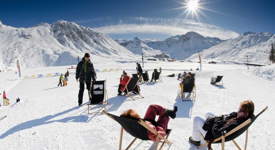 Relaxing in the sun in Tignes, France, Andy Parant