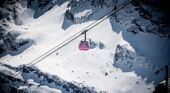 Ski lift over mountains in Val d'Isere