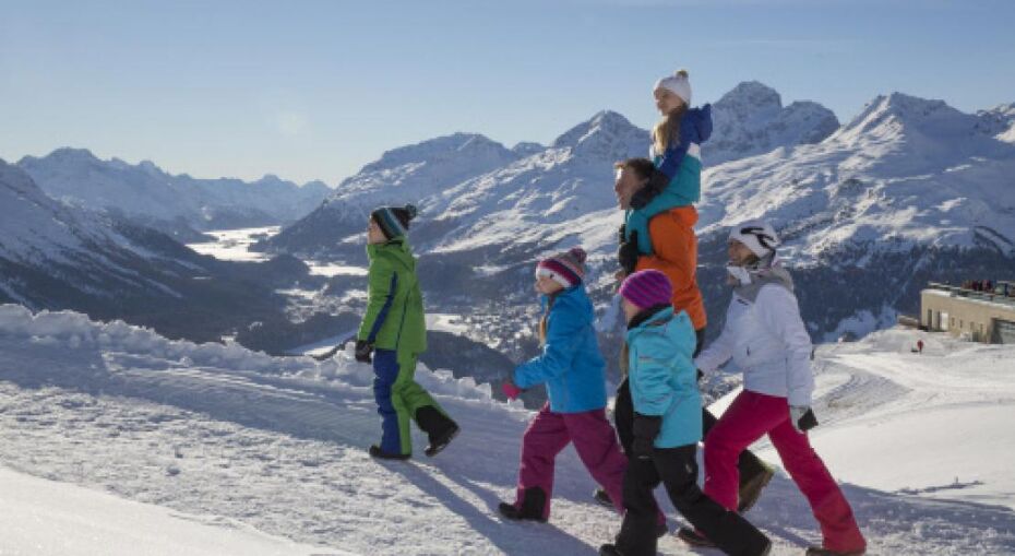 Family walk in St Moritz