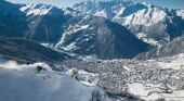 Skiing above Verbier village