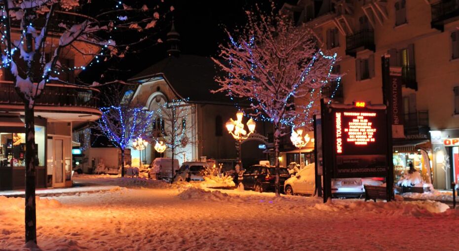 Saint Gervais village at night
