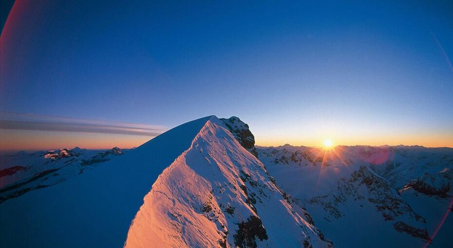 Sunset over the peaks in Engelberg
