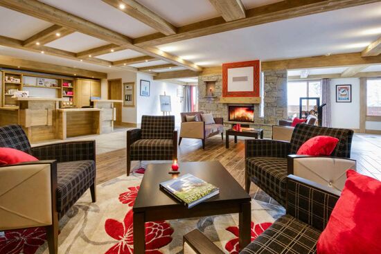 La Rosiere, CGH, Les Marmottons, reception area, fireplace